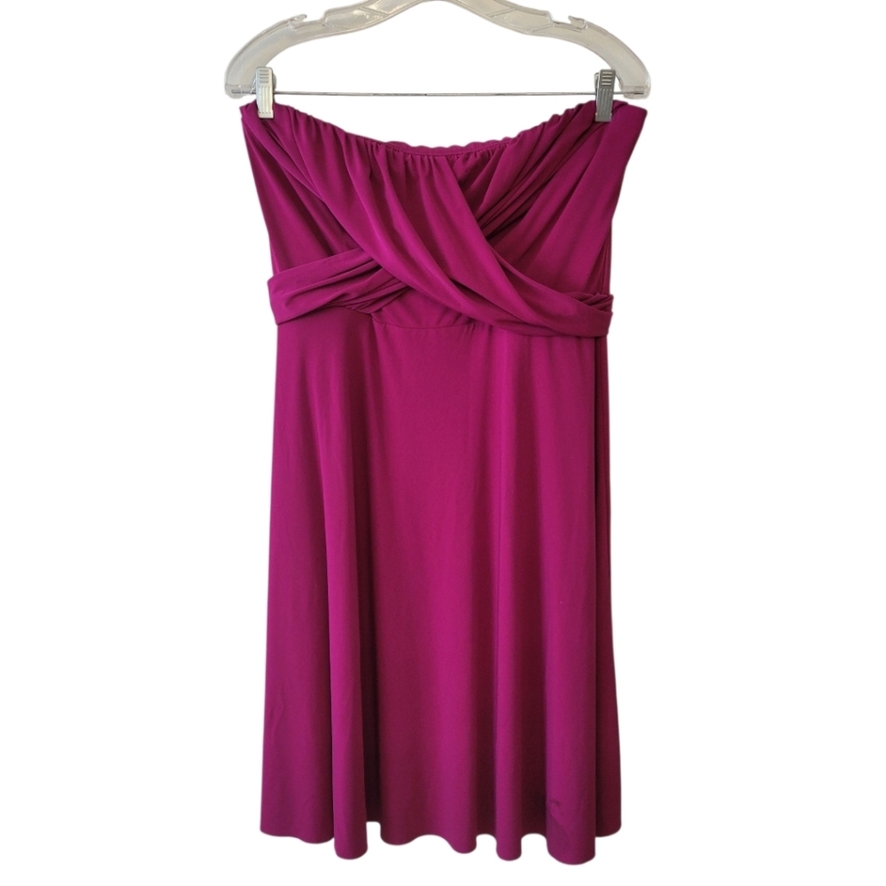 Ann Taylor Berry Pink Strapless Draped Front Dress Size 10